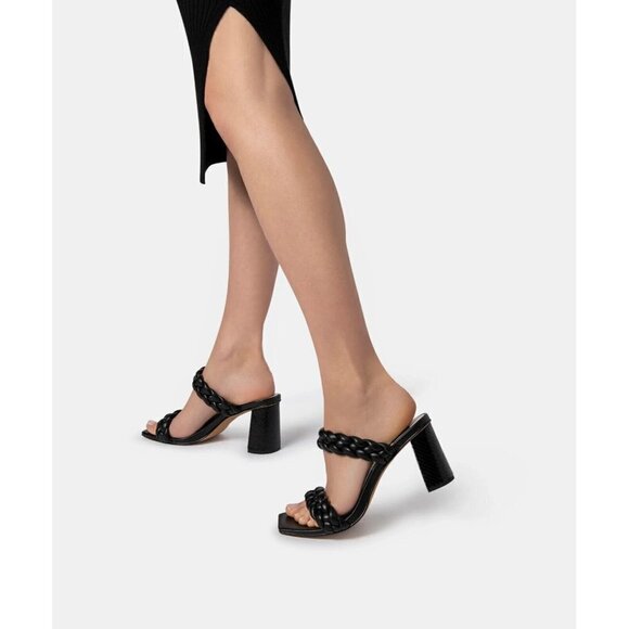 DV Dolce Vita Bnwot "Pressley" Black Braid Block Heel Sandals New - Picture 1 of 8